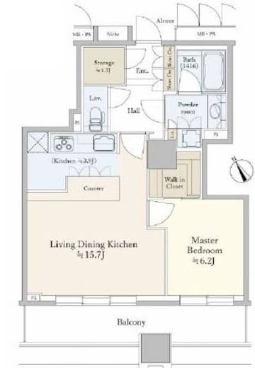 シティタワー大崎ステーションフロント　1506号室　間取り