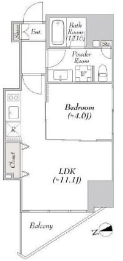 ミリアレジデンス新宿御苑Ⅱ (MYRIA RESIDENCE Shinjyuku GyoenⅡ)　802号室　間取り