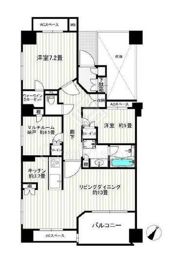 プラウド市ヶ谷南町　4F2号室　間取り
