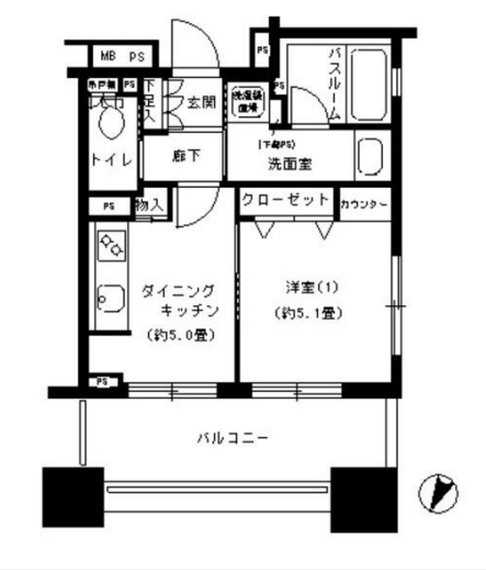 パークキューブ市ヶ谷　904号室　間取り