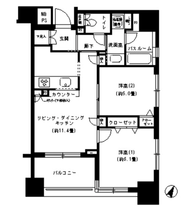 パークキューブ市ヶ谷　1402号室　間取り