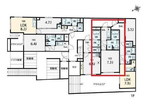SPHERE YOYOGI UEHARA HILLTOP (スフィア代々木上原ヒルトップ)　102号室　間取り
