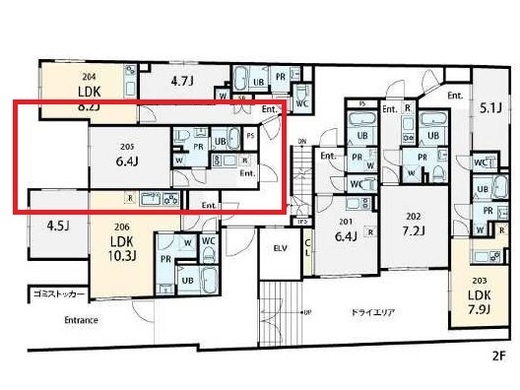 SPHERE YOYOGI UEHARA HILLTOP (スフィア代々木上原ヒルトップ)　205号室　間取り