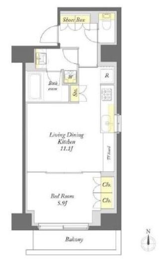 プライムメゾン日本橋馬喰町　601号室　間取り