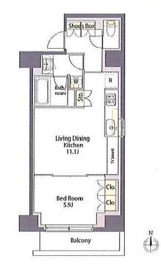 プライムメゾン日本橋馬喰町　601号室　間取り