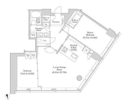 プラティーヌ市ヶ谷曙橋　801号室　間取り