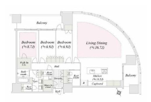 麻布台ヒルズレジデンスB　3000号室　間取り