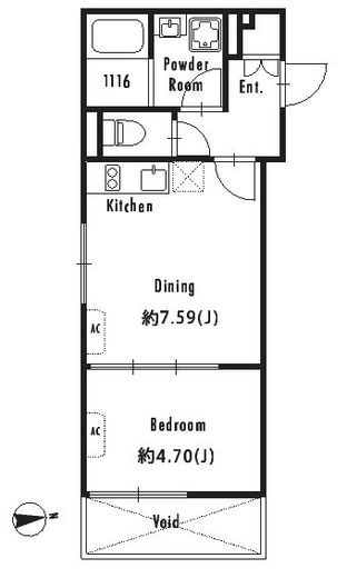 プライマル東新宿　404号室　間取り