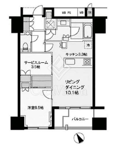 プラウドタワー渋谷　403号室　間取り