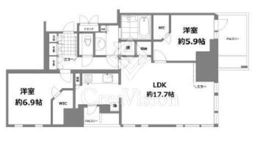 プラウドタワー渋谷　701号室　間取り