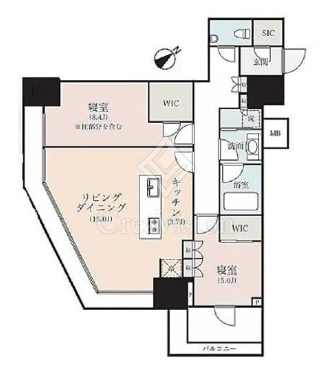 プラウドタワー渋谷　805号室　間取り