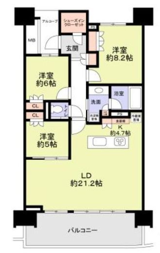 HARUMI FLAG SUN VILLAGE (晴海フラッグ サンヴィレッジ)　A1102号室　間取り
