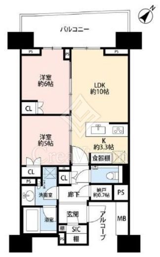 HARUMI FLAG SUN VILLAGE (晴海フラッグ サンヴィレッジ)　B1217号室　間取り