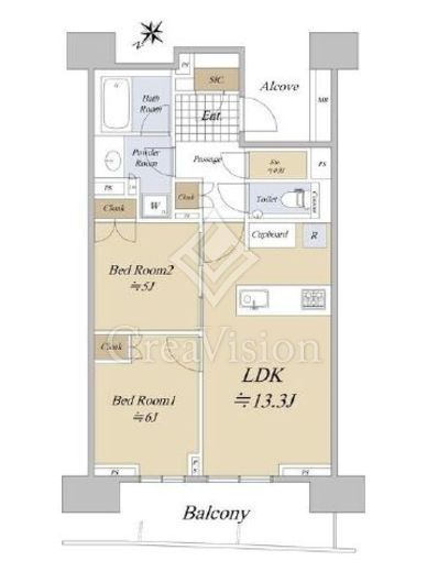 HARUMI FLAG SUN VILLAGE (晴海フラッグ サンヴィレッジ)　B4F3号室　間取り