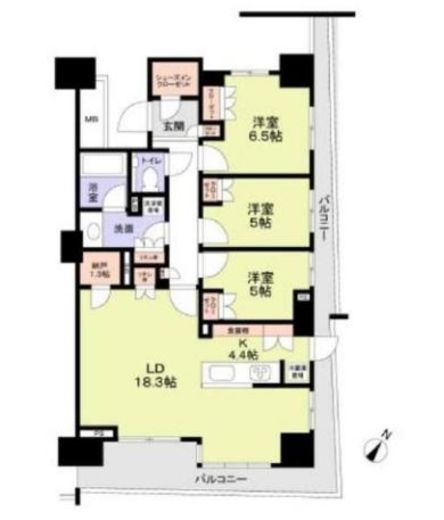 HARUMI FLAG SUN VILLAGE (晴海フラッグ サンヴィレッジ)　B509号室　間取り