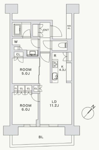 HARUMI FLAG SUN VILLAGE (晴海フラッグ サンヴィレッジ)　C202号室　間取り