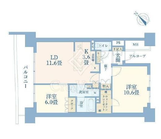 HARUMI FLAG SUN VILLAGE (晴海フラッグ サンヴィレッジ)　C811号室　間取り
