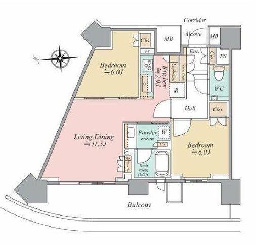 HARUMI FLAG SUN VILLAGE (晴海フラッグ サンヴィレッジ)　D1003号室　間取り