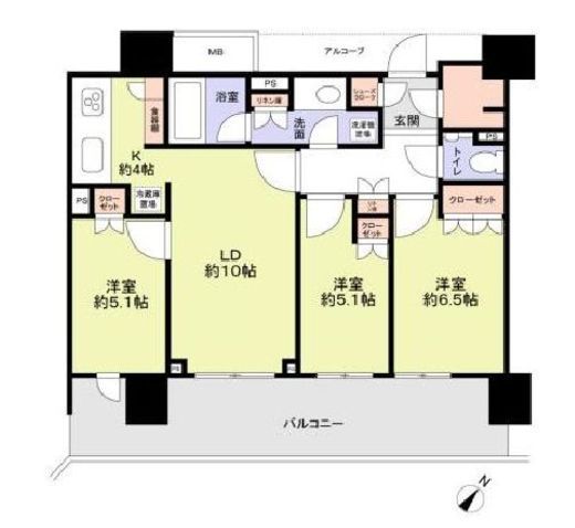 HARUMI FLAG SUN VILLAGE (晴海フラッグ サンヴィレッジ)　D610号室　間取り