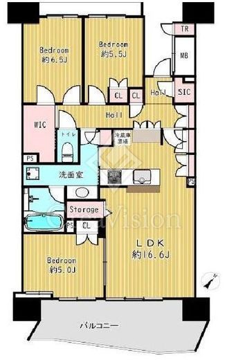 HARUMI FLAG SUN VILLAGE (晴海フラッグ サンヴィレッジ)　E1209号室　間取り