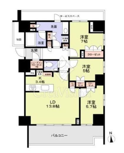 HARUMI FLAG SUN VILLAGE (晴海フラッグ サンヴィレッジ)　E1209号室　間取り