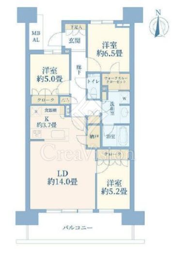 HARUMI FLAG SUN VILLAGE (晴海フラッグ サンヴィレッジ)　E402号室　間取り