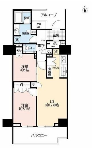 HARUMI FLAG SUN VILLAGE (晴海フラッグ サンヴィレッジ)　E608号室　間取り