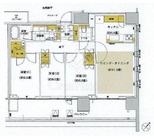 HARUMI FLAG SUN VILLAGE (晴海フラッグ サンヴィレッジ)　D408号室　間取り