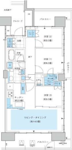 HARUMI FLAG PARK VILLAGE (晴海フラッグ パークヴィレッジ)　B14F3号室　間取り