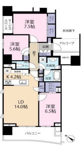 HARUMI FLAG PARK VILLAGE (晴海フラッグ パークヴィレッジ)　B1601号室　間取り