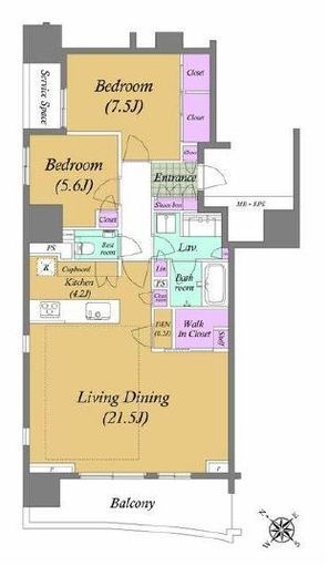 HARUMI FLAG PARK VILLAGE (晴海フラッグ パークヴィレッジ)　B301号室　間取り