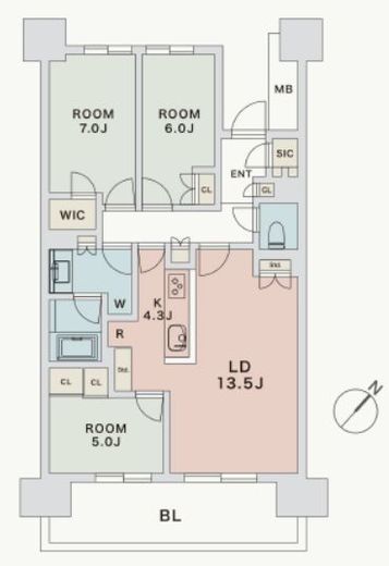 HARUMI FLAG PARK VILLAGE (晴海フラッグ パークヴィレッジ)　C1002号室　間取り