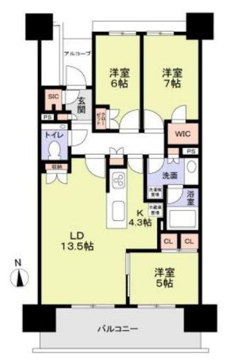 HARUMI FLAG PARK VILLAGE (晴海フラッグ パークヴィレッジ)　C1205号室　間取り