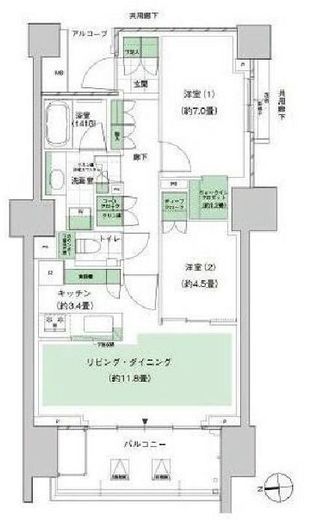 HARUMI FLAG PARK VILLAGE (晴海フラッグ パークヴィレッジ)　C12F1号室　間取り