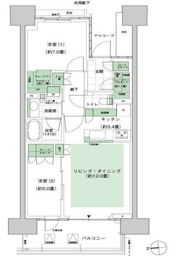 HARUMI FLAG PARK VILLAGE (晴海フラッグ パークヴィレッジ)　C310号室　間取り