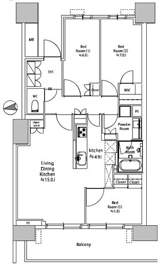 HARUMI FLAG PARK VILLAGE (晴海フラッグ パークヴィレッジ)　C511号室　間取り
