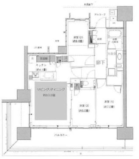 HARUMI FLAG PARK VILLAGE (晴海フラッグ パークヴィレッジ)　D505号室　間取り