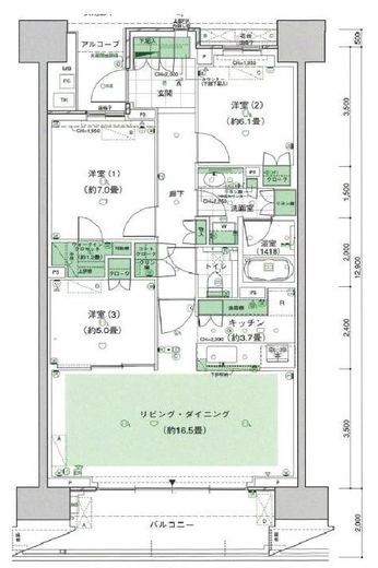 HARUMI FLAG PARK VILLAGE (晴海フラッグ パークヴィレッジ)　E502号室　間取り