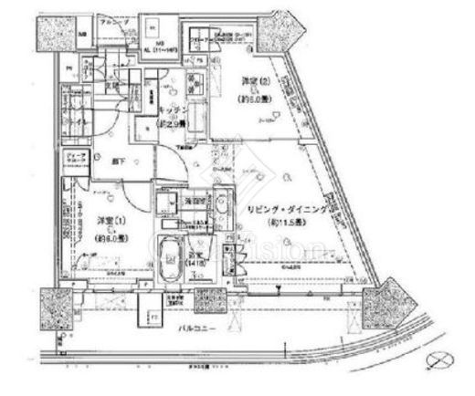 HARUMI FLAG PARK VILLAGE (晴海フラッグ パークヴィレッジ)　D2F2号室　間取り