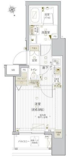 ヴァレッシア早稲田駅前シティ　401号室　間取り