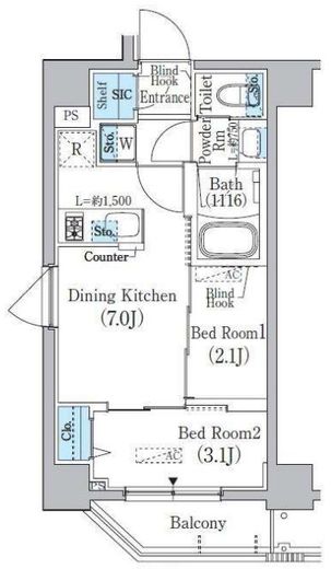 中井レジデンス　605号室　間取り