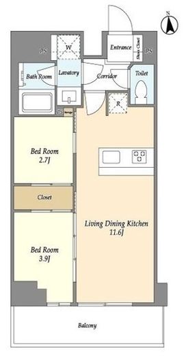 プライマル日本橋馬喰町　1303号室　間取り
