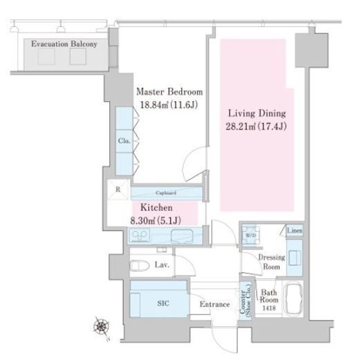 ラ・トゥール新宿ファースト　2501号室　間取り