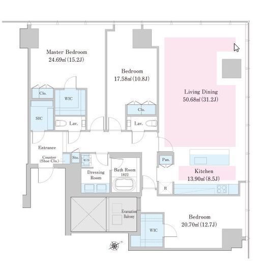 ラ・トゥール新宿ファースト　3204号室　間取り