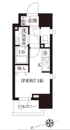 レジディア大森Ⅱ　1304号室　間取り