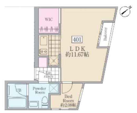 Reve Residence 市ヶ谷Ⅱ (レーヴレジデンス市ヶ谷Ⅱ)　401号室　間取り