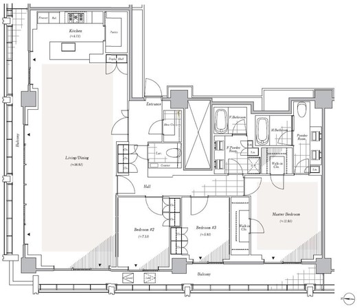 リビオレジデンス西麻布　3001号室　間取り