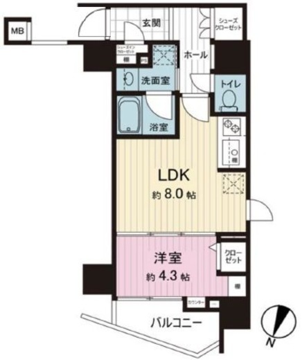 クレイシアIDZ千代田岩本町　602号室　間取り