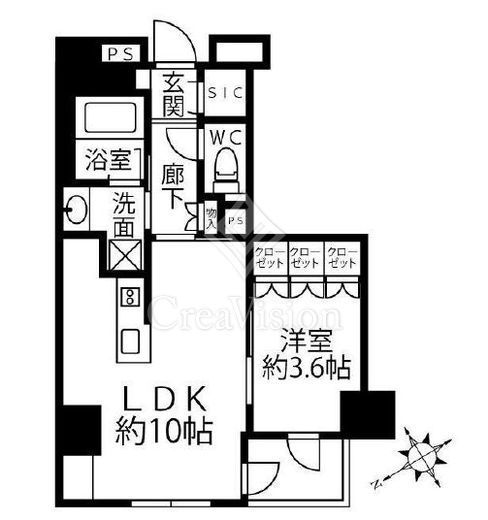 クリオラベルヴィ新富町　502号室　間取り