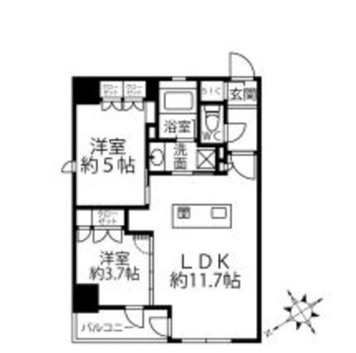 クリオラベルヴィ新富町　701号室　間取り